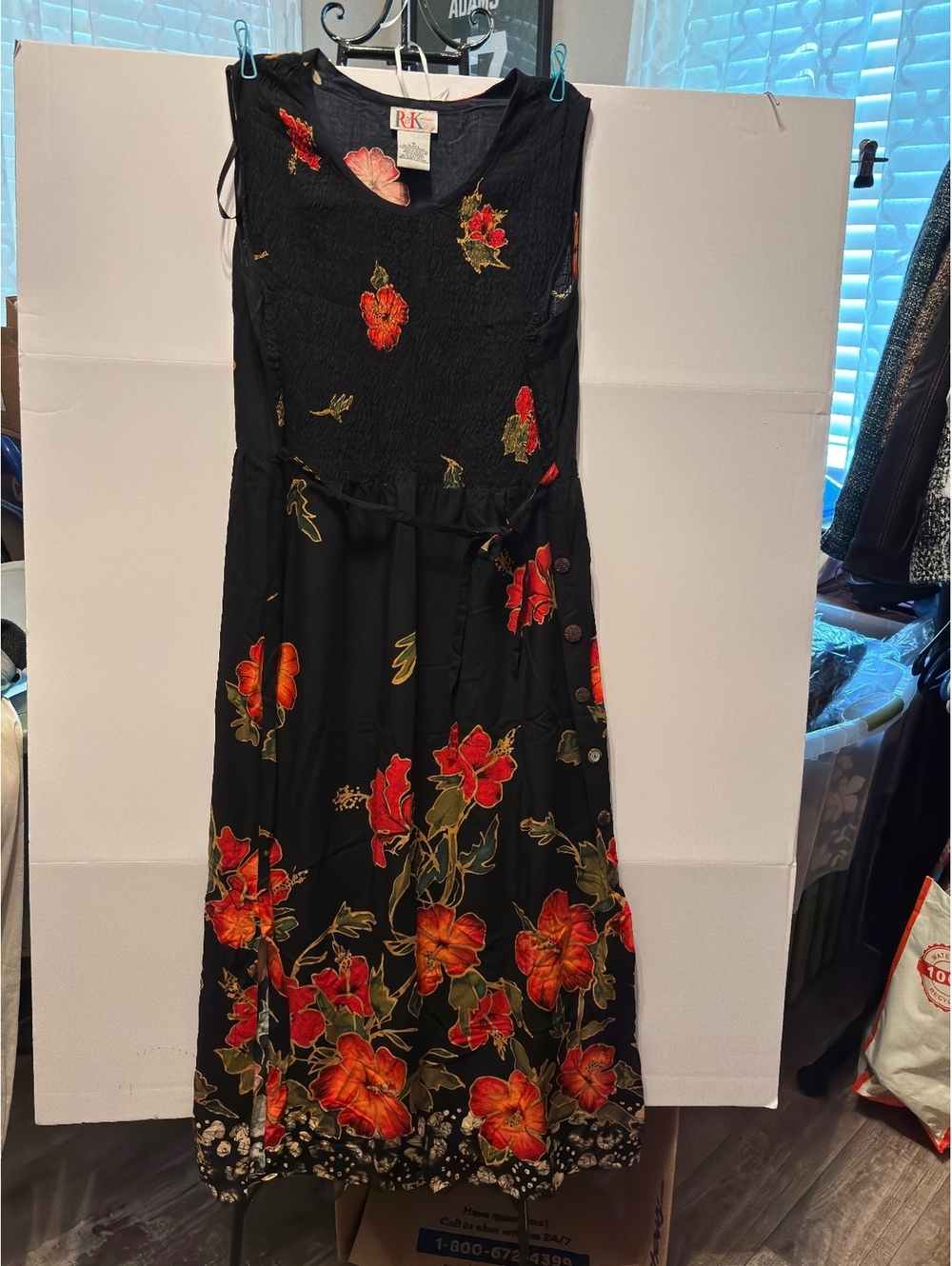 R&K Black Floral Sleeveless Maxi Dress